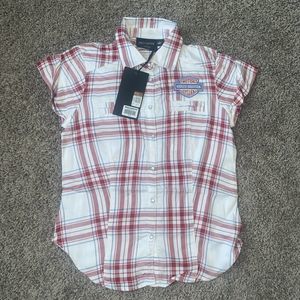 NEW HARLEY DAVIDSON 96669-22VW Size Small Women's Land Of Liberty Plaid Shirt